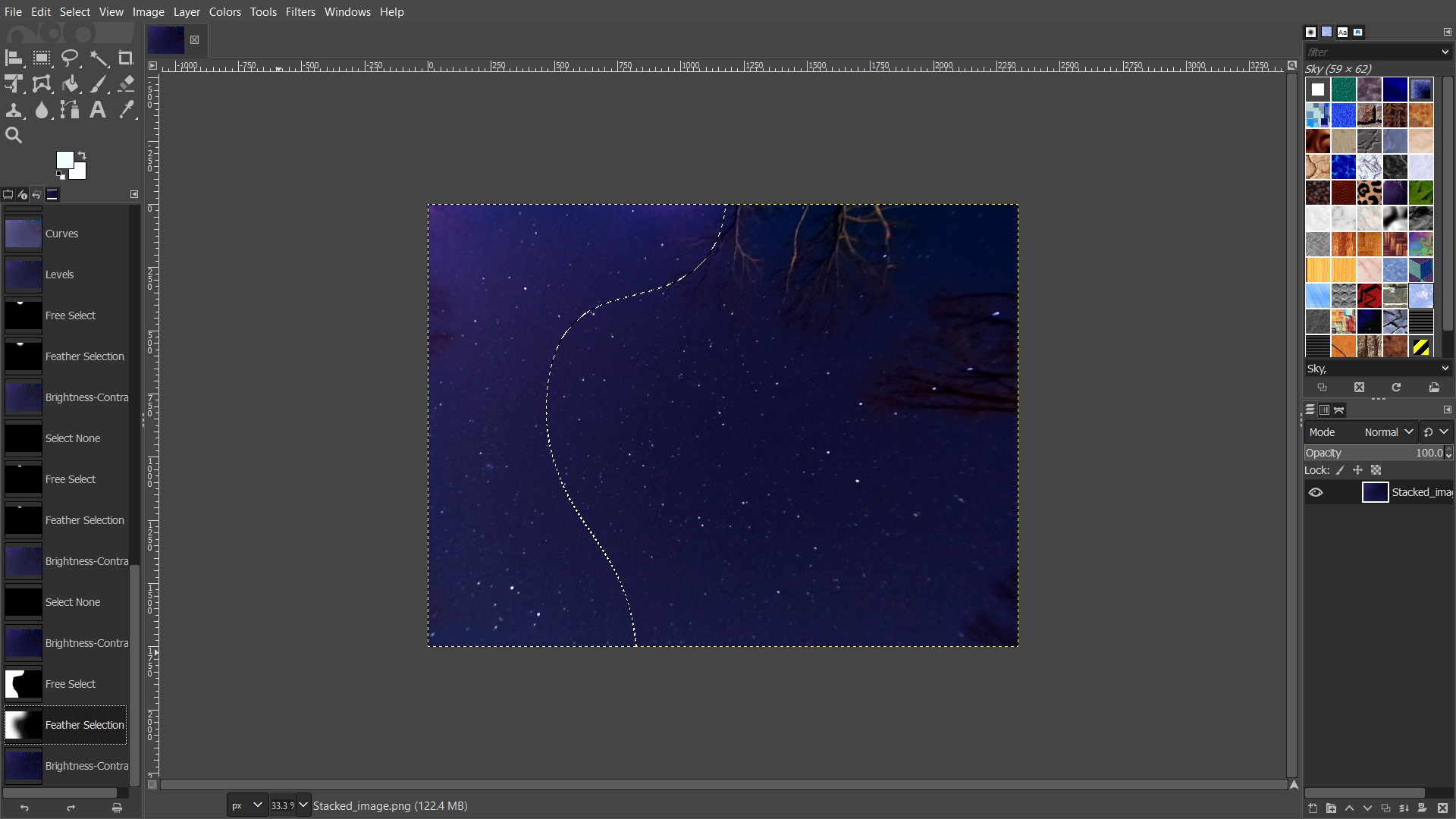 The picture of the stars after leveling out the brightness