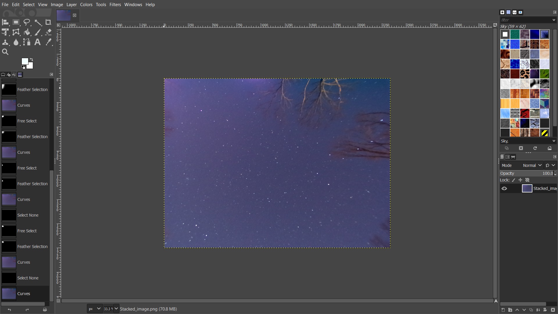 The picture of the stars with some red removed